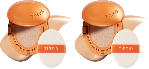 TIRTIR Mask Fit Ai Filter Cushion Foundation | AI-Like Semi-Matte Finish - Up to 72-Hour Medium to Full Coverage Korean BB Cushion Make up Beauty, #21N Ivory, 0.63 Fl Oz