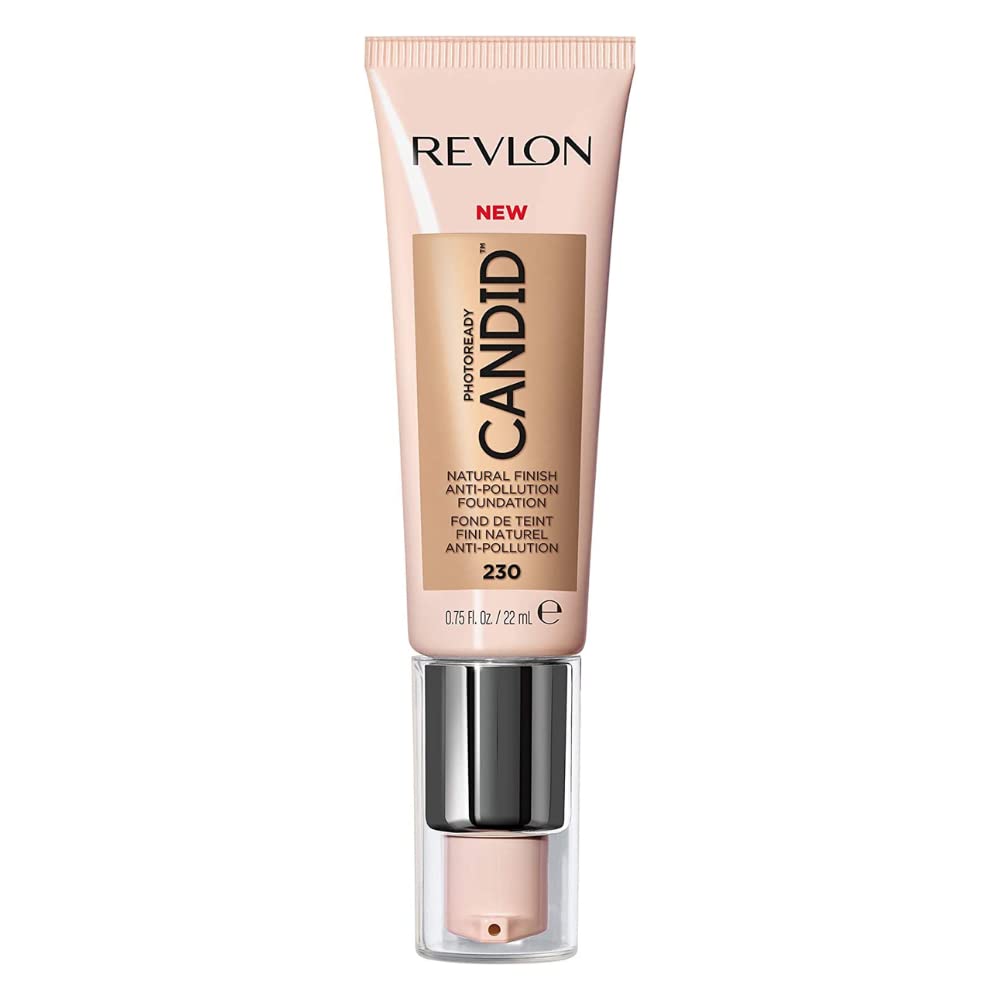 Revlon Liquid Foundation, Photo Ready Candid Face Makeup for Sensitive and Dry Skin, Longwear Sheer-Medium Coverage with Natural Glow Finish, 240 Natural Beige, 0.75 Oz