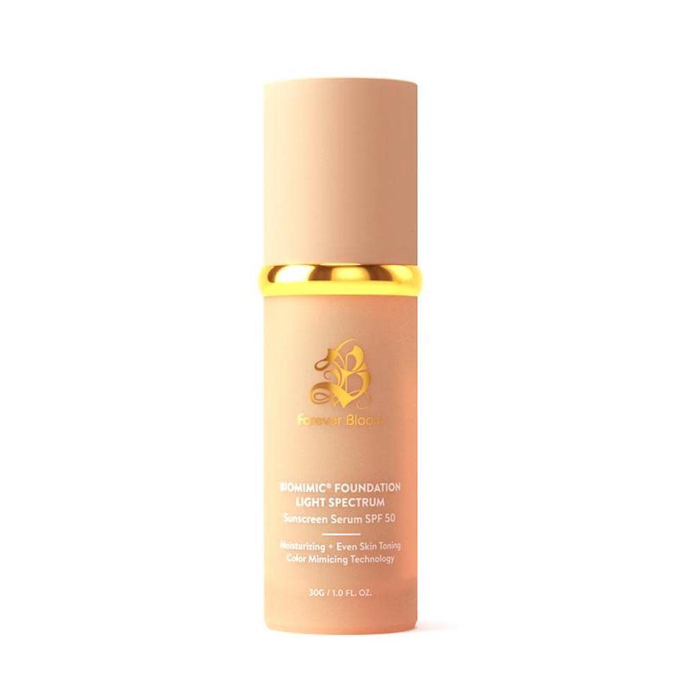 Bio Mimic Foundation Medium Spectrum by Forever Bloom; Protecting from Sun with SPF50; Foundation for Gym, Sports, Dancing Makeup for Mature & Sensitive Skin, Natural Finish Made in USA