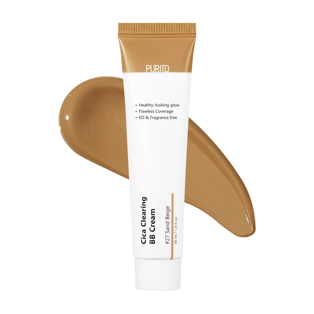 PURITO Cica Clearing BB Cream #21 Light Beige 1 fl.oz / 30ml, Vegan bb cream, tinted
