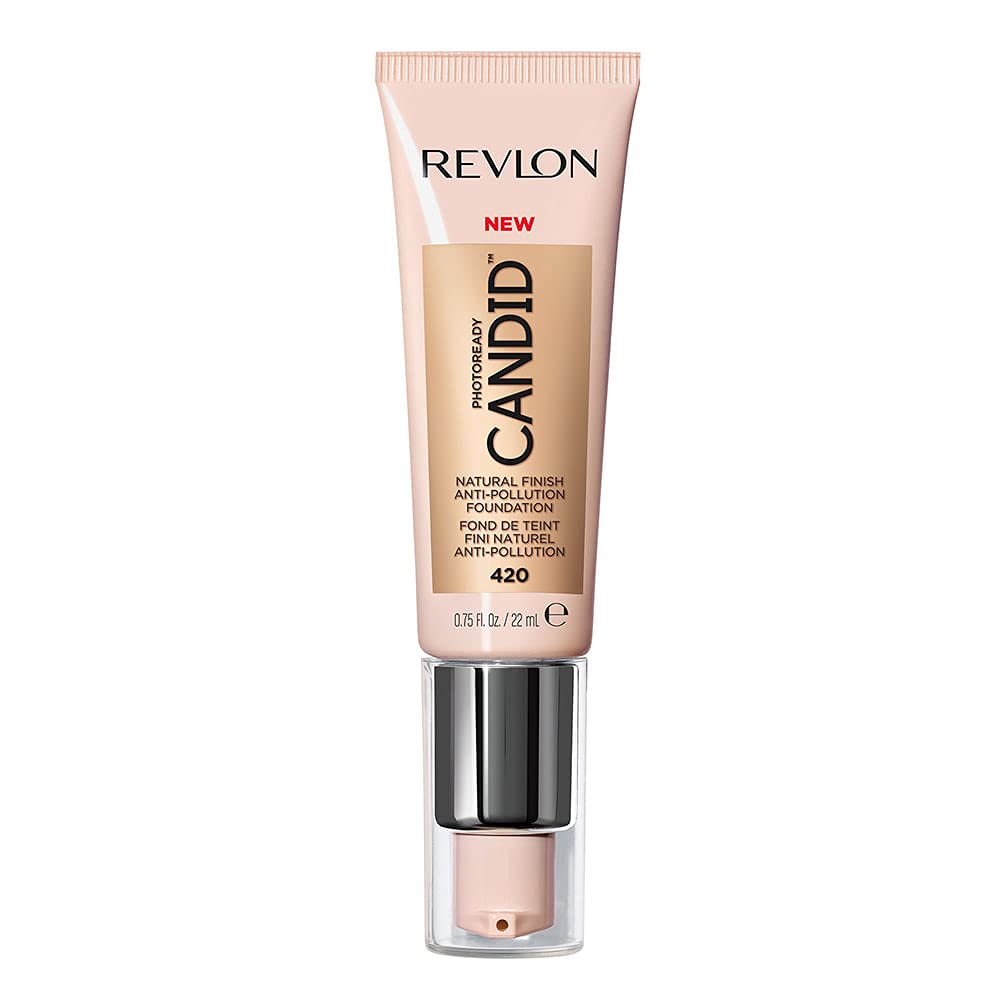 Revlon Liquid Foundation, Photo Ready Candid Face Makeup for Sensitive and Dry Skin, Longwear Sheer-Medium Coverage with Natural Glow Finish, 240 Natural Beige, 0.75 Oz