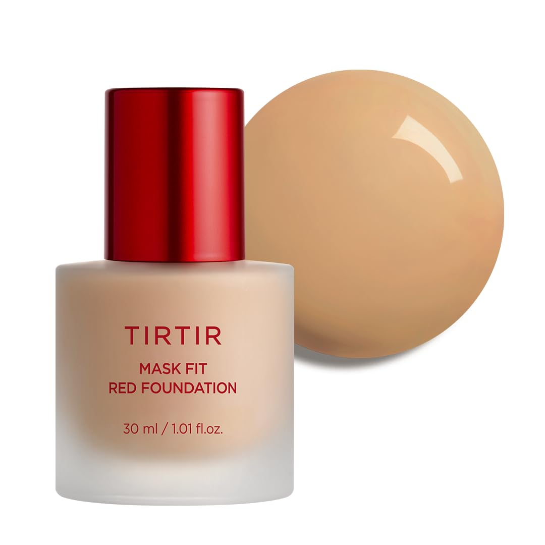 TIRTIR Mask Fit Red FoundationㅣLong Lasting Flawless Coverage, Energy Essence, Lightweight, Hydrating, Pore-Blurring, Breathable Satin Finish, Makeup, Radiant Skin, #24N Latte, 1.01 Fl Oz