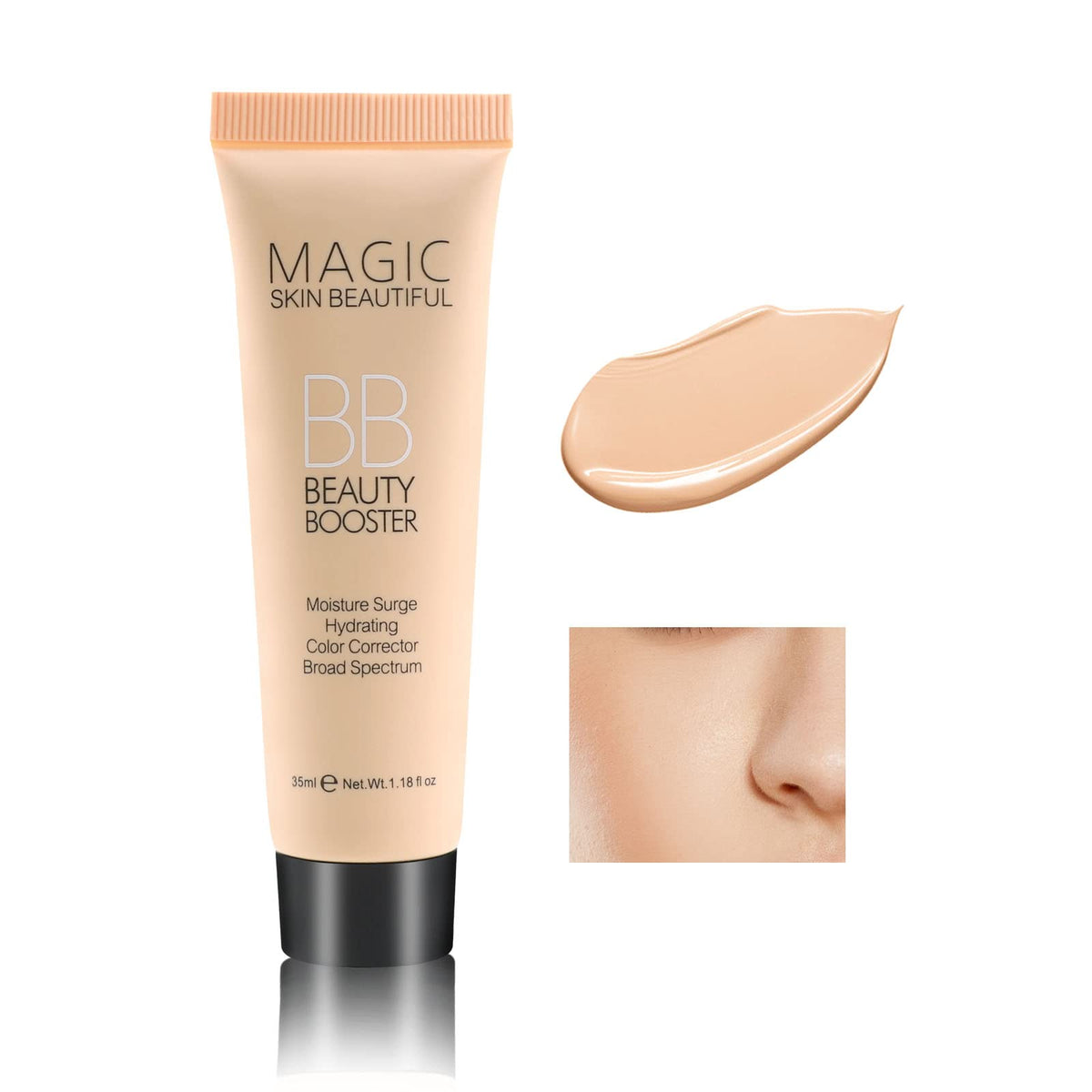Boobeen Hydrating BB Cream, Full-Coverage Foundation & Concealer, Color Correcting Tinted Moisturizer BB Cream for All Skin Types - Evens Skin Tone (2 Pcs)