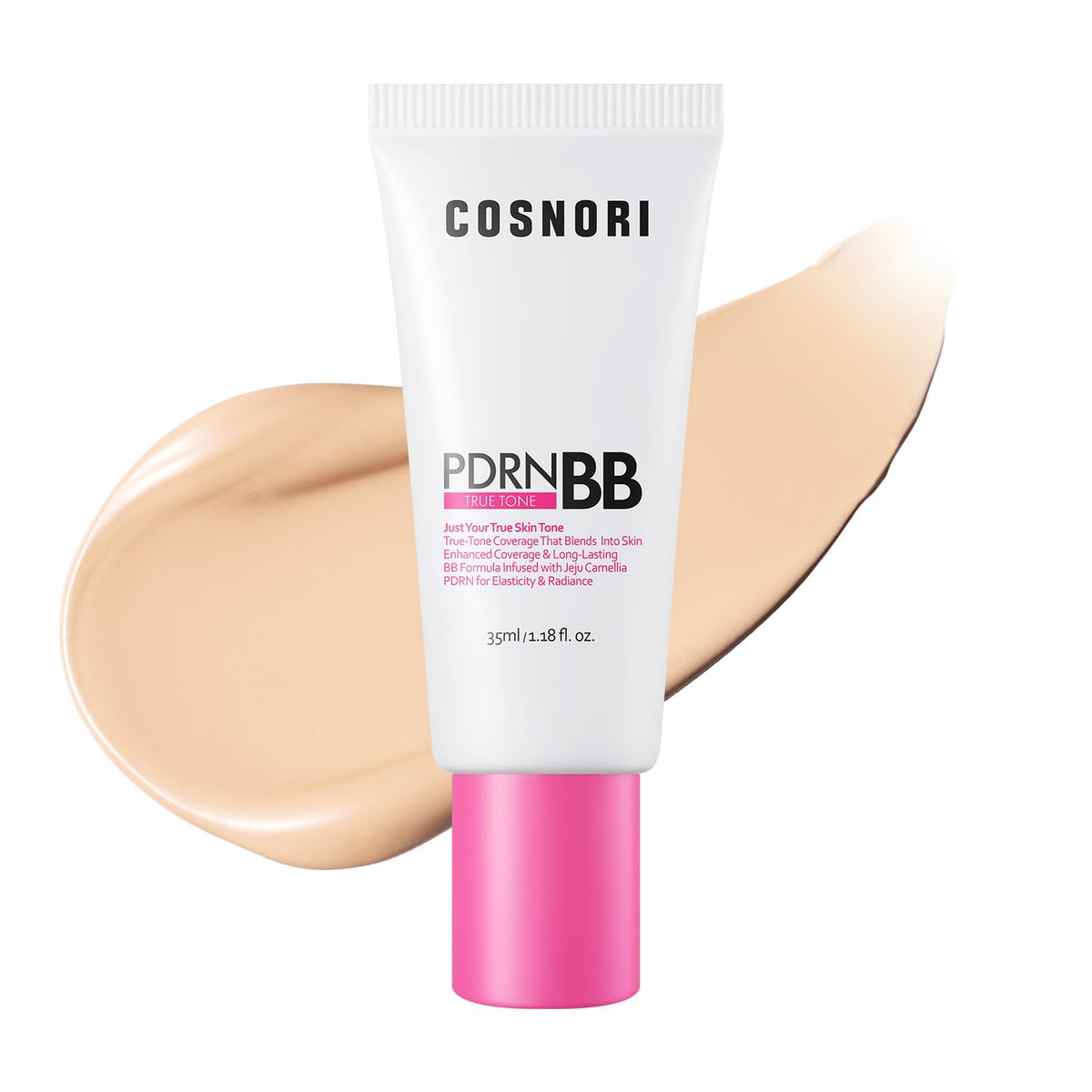 COSNORI PDRN True Tone BB Cream 23 True Medium - Medium Beige with Neutral Warm Undertones, No Gray Cast, Soothing Formula with Camellia PDRN, Long Lasting Natural Coverage,Korean BB Cream, 1.18 Fl Oz