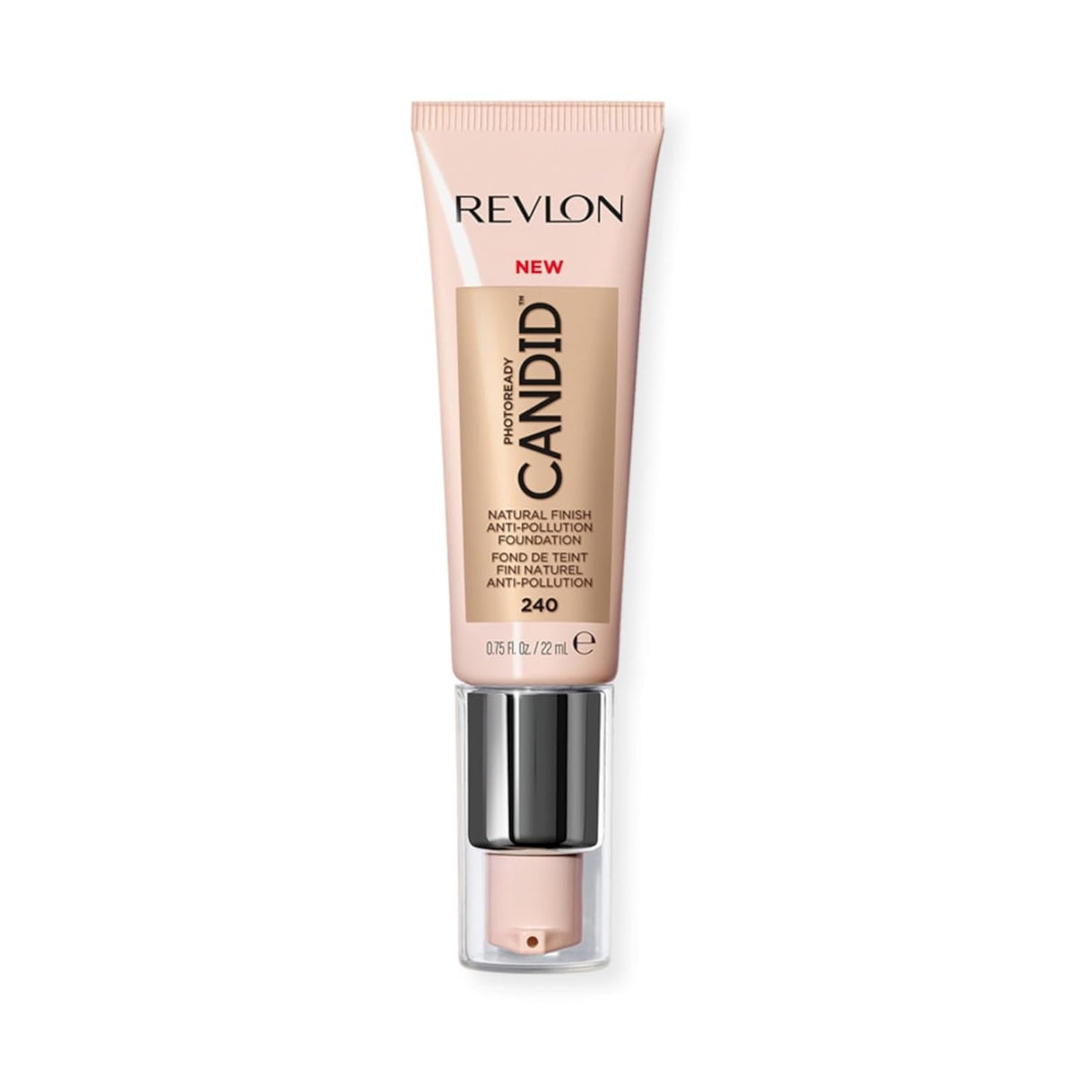 Revlon Liquid Foundation, Photo Ready Candid Face Makeup for Sensitive and Dry Skin, Longwear Sheer-Medium Coverage with Natural Glow Finish, 240 Natural Beige, 0.75 Oz