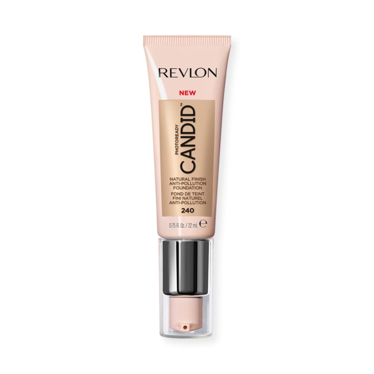 Revlon Liquid Foundation, Photo Ready Candid Face Makeup for Sensitive and Dry Skin, Longwear Sheer-Medium Coverage with Natural Glow Finish, 240 Natural Beige, 0.75 Oz
