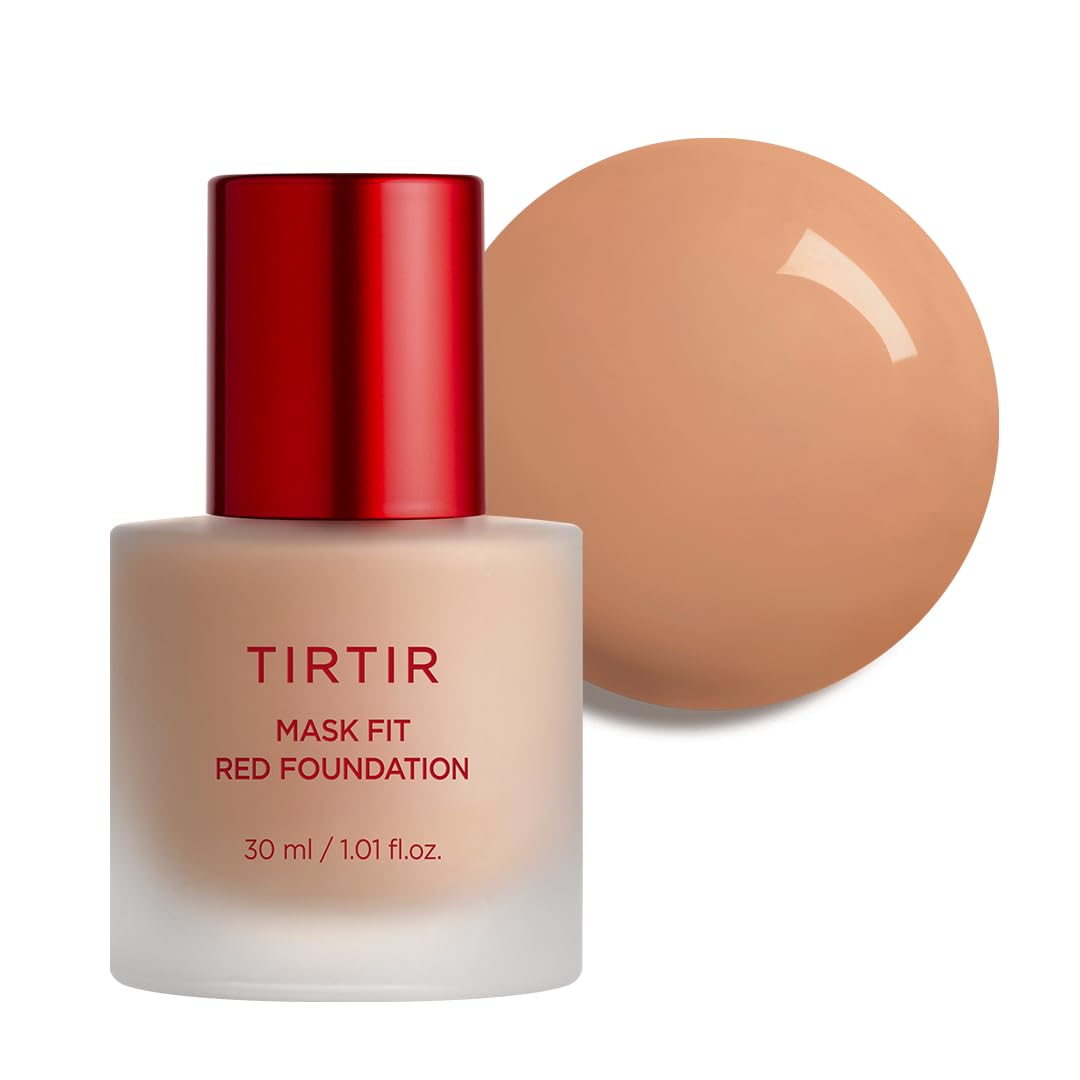 TIRTIR Mask Fit Red FoundationㅣLong Lasting Flawless Coverage, Energy Essence, Lightweight, Hydrating, Pore-Blurring, Breathable Satin Finish, Makeup, Radiant Skin, #24N Latte, 1.01 Fl Oz