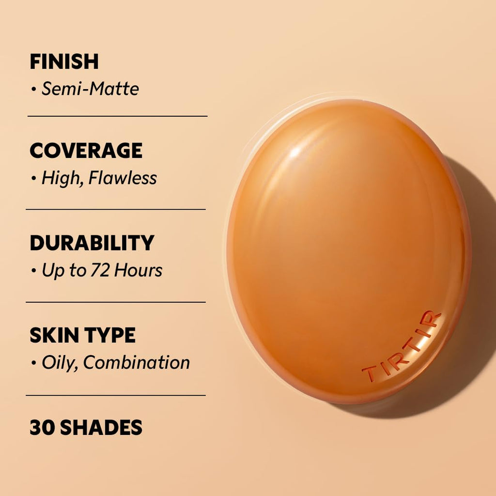TIRTIR Mask Fit Ai Filter Cushion Foundation | AI-Like Semi-Matte Finish - Up to 72-Hour Medium to Full Coverage Korean BB Cushion Make up Beauty, #21N Ivory, 0.63 Fl Oz