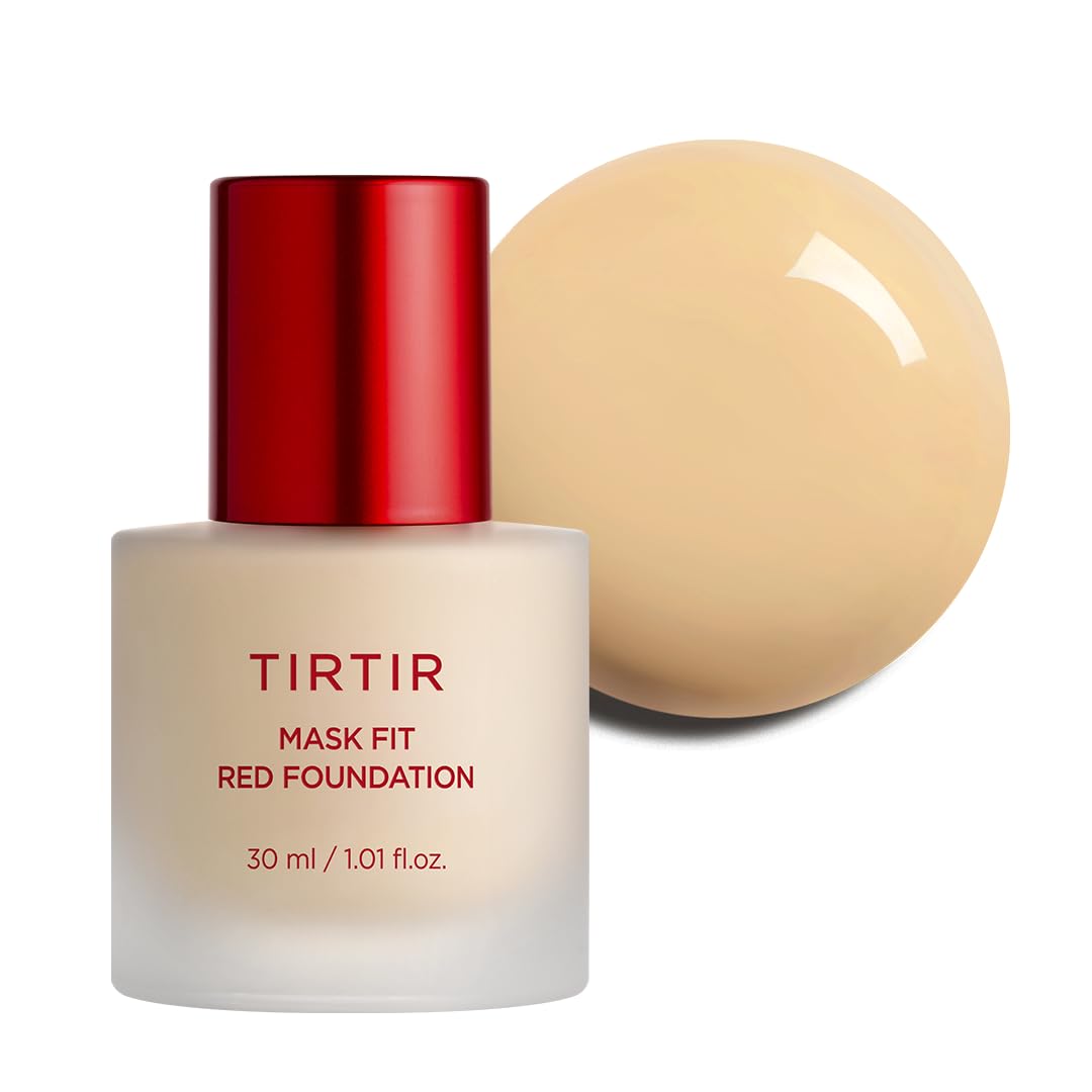 TIRTIR Mask Fit Red FoundationㅣLong Lasting Flawless Coverage, Energy Essence, Lightweight, Hydrating, Pore-Blurring, Breathable Satin Finish, Makeup, Radiant Skin, #24N Latte, 1.01 Fl Oz