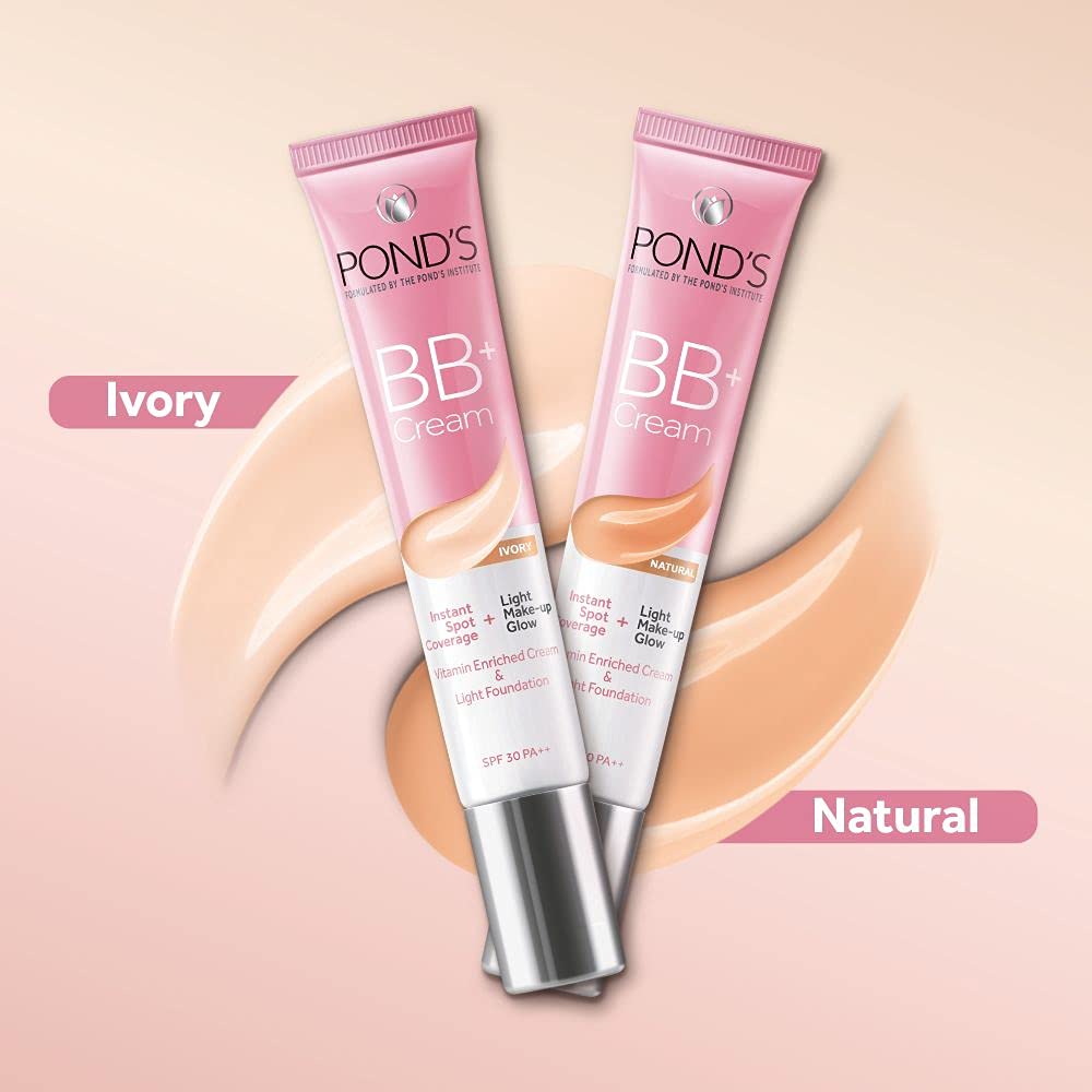 POND’S BB+ Cream Natural Shade, Light Coverage with SPF 30 PA++, 18 g (0.63 oz)