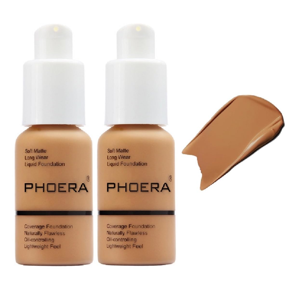 PHOERA Foundation Liquid Concealer Makeup, 104 Buff Beige, 2 Pack