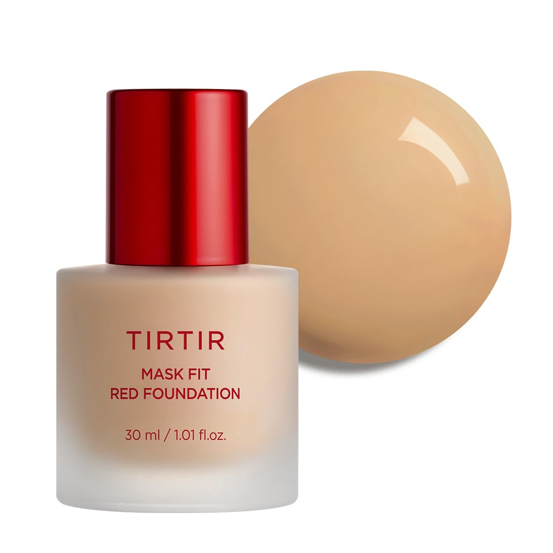 TIRTIR Mask Fit Red FoundationㅣLong Lasting Flawless Coverage, Energy Essence, Lightweight, Hydrating, Pore-Blurring, Breathable Satin Finish, Makeup, Radiant Skin, #24N Latte, 1.01 Fl Oz