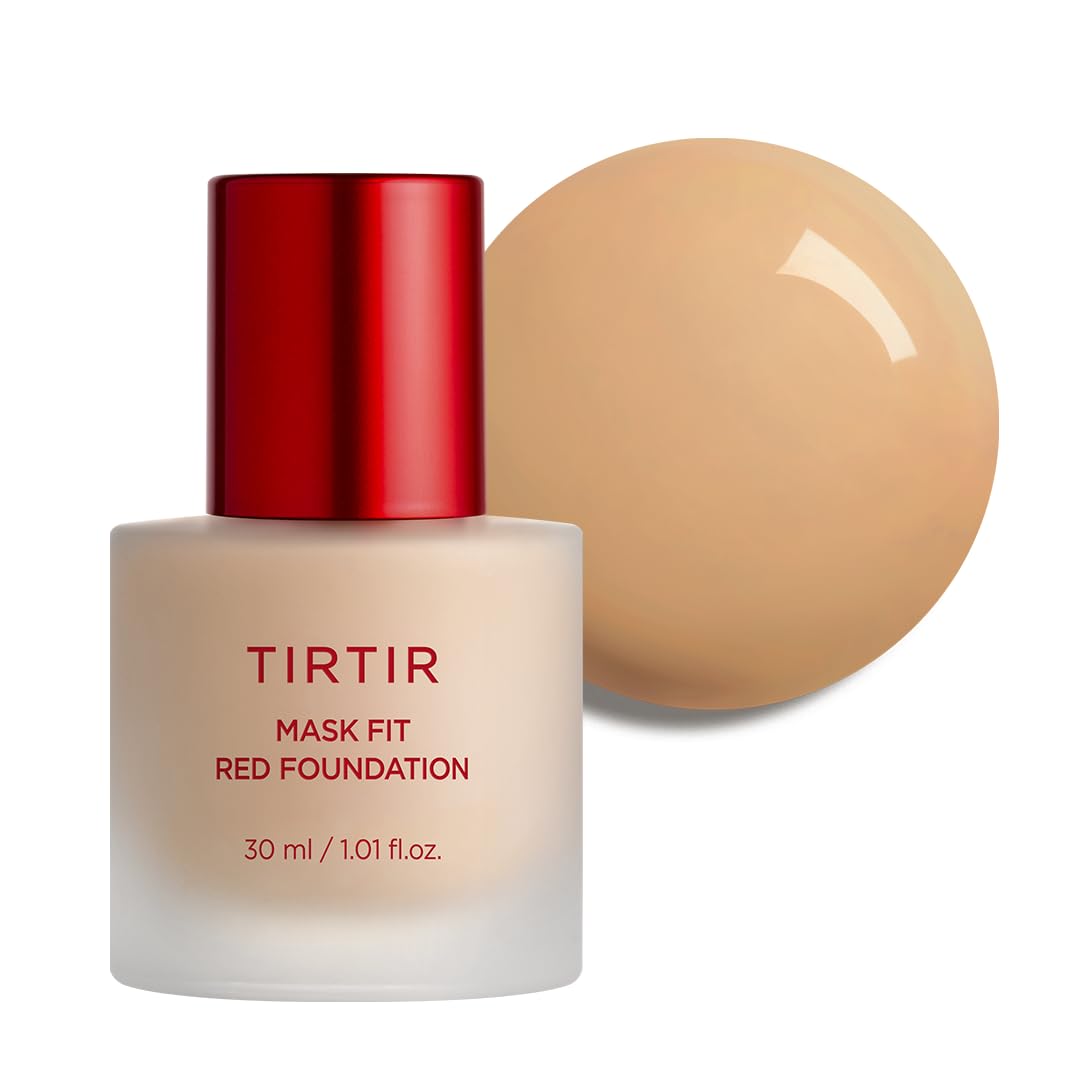 TIRTIR Mask Fit Red FoundationㅣLong Lasting Flawless Coverage, Energy Essence, Lightweight, Hydrating, Pore-Blurring, Breathable Satin Finish, Makeup, Radiant Skin, #24N Latte, 1.01 Fl Oz