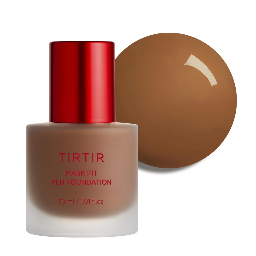 TIRTIR Mask Fit Red FoundationㅣLong Lasting Flawless Coverage, Energy Essence, Lightweight, Hydrating, Pore-Blurring, Breathable Satin Finish, Makeup, Radiant Skin, #24N Latte, 1.01 Fl Oz
