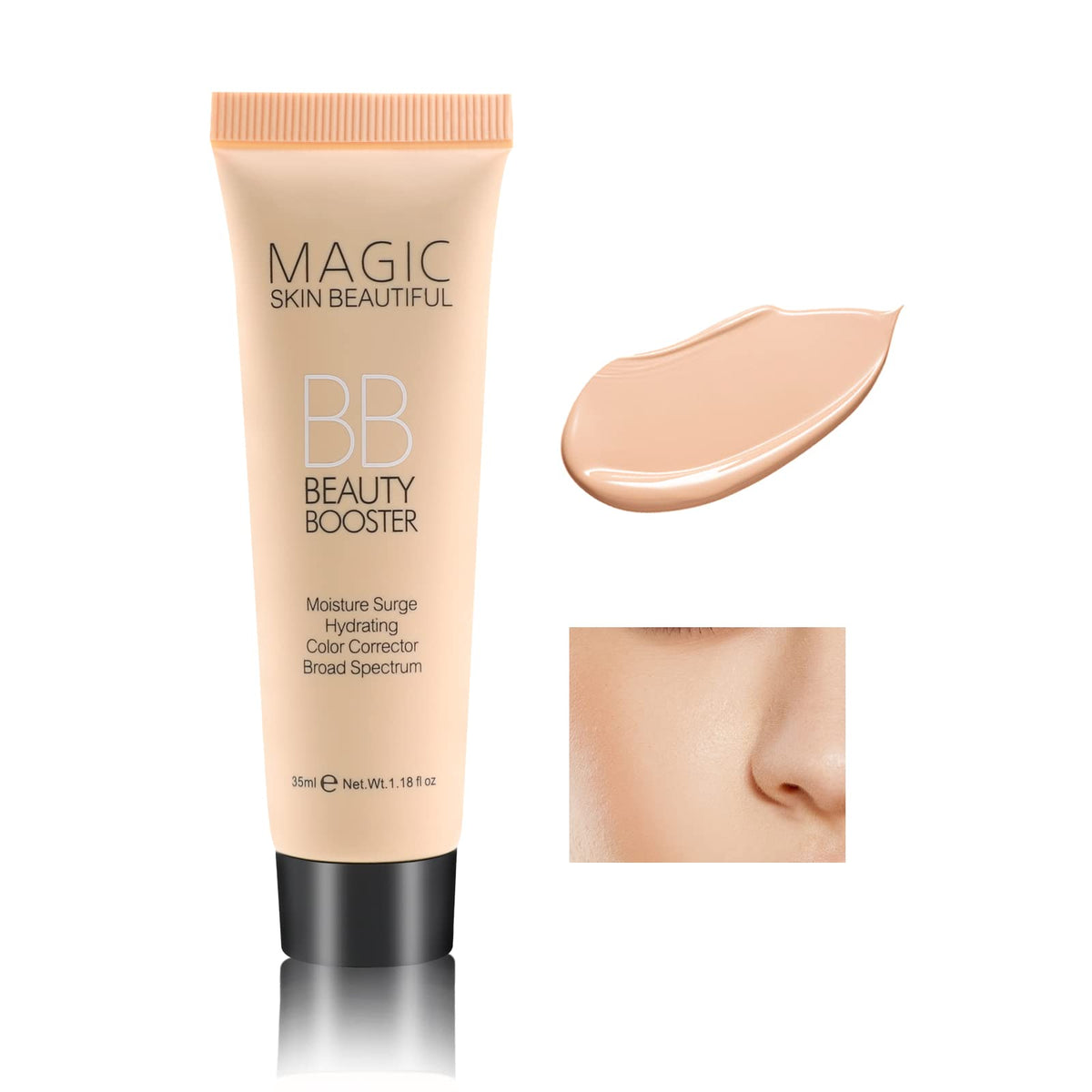 Boobeen Hydrating BB Cream, Full-Coverage Foundation & Concealer, Color Correcting Tinted Moisturizer BB Cream for All Skin Types - Evens Skin Tone (2 Pcs)