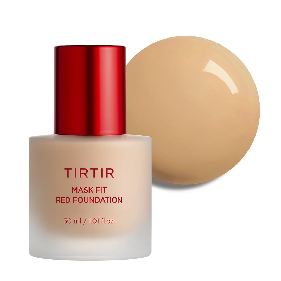TIRTIR Mask Fit Red FoundationㅣLong Lasting Flawless Coverage, Energy Essence, Lightweight, Hydrating, Pore-Blurring, Breathable Satin Finish, Makeup, Radiant Skin, #24N Latte, 1.01 Fl Oz