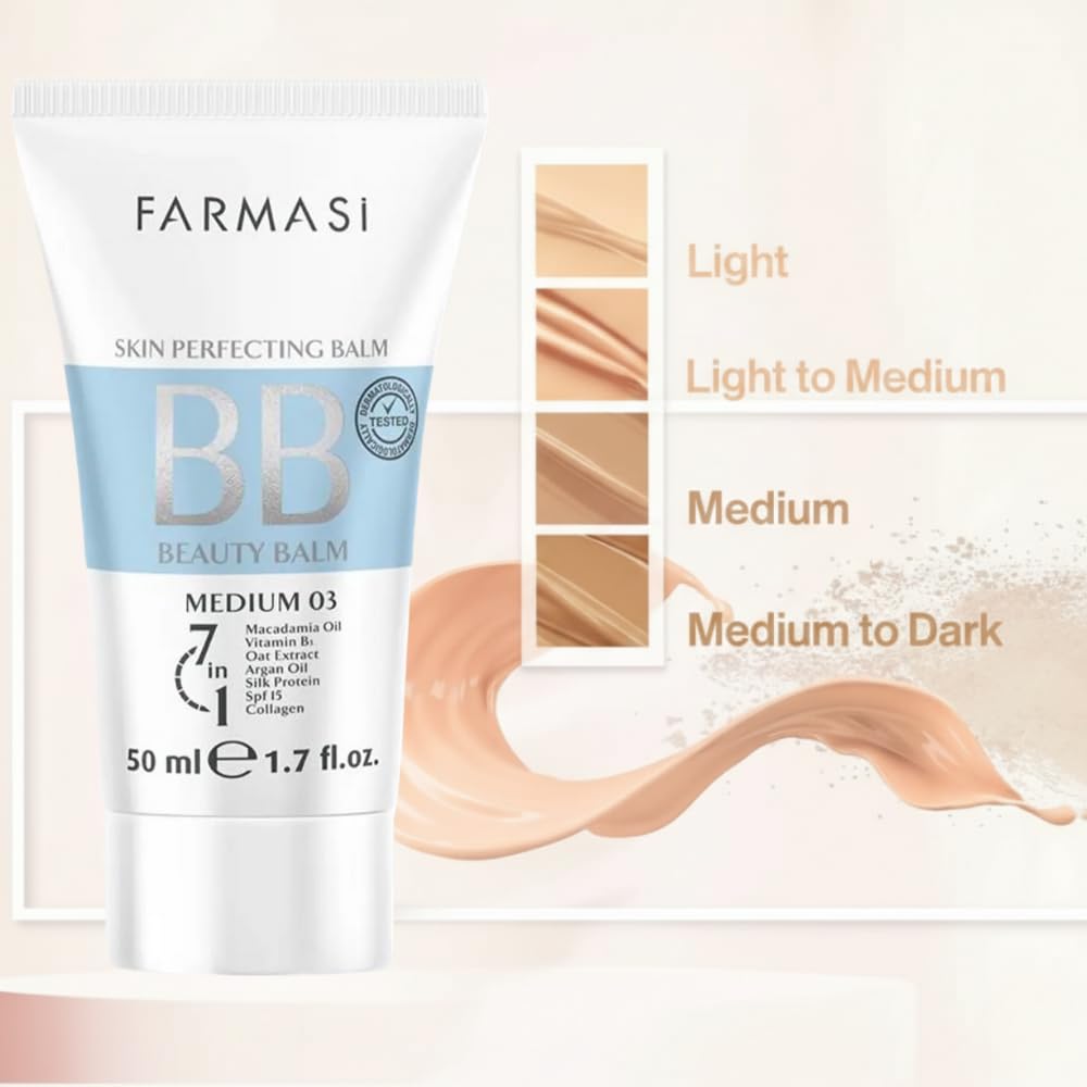 Farmasi BB Cream, SPF 15 Moisturizer Face Makeup, Matte, 03 Medium