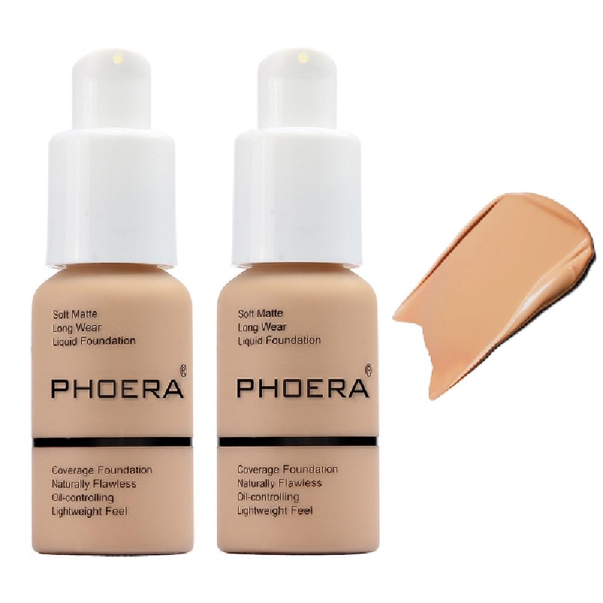 PHOERA Foundation Liquid Concealer Makeup, 104 Buff Beige, 2 Pack
