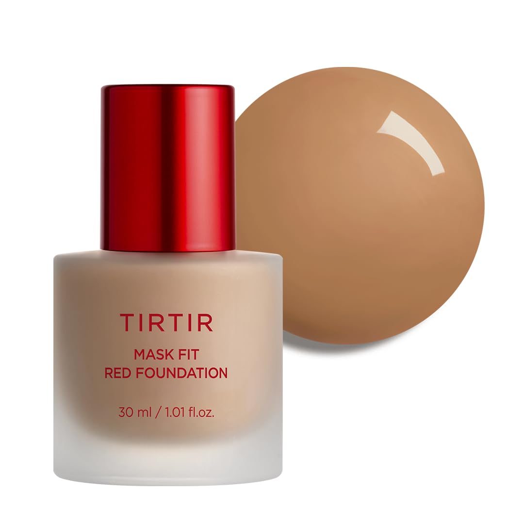 TIRTIR Mask Fit Red FoundationㅣLong Lasting Flawless Coverage, Energy Essence, Lightweight, Hydrating, Pore-Blurring, Breathable Satin Finish, Makeup, Radiant Skin, #24N Latte, 1.01 Fl Oz