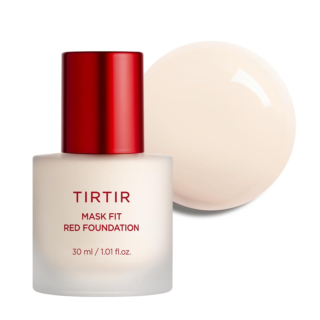 TIRTIR Mask Fit Red FoundationㅣLong Lasting Flawless Coverage, Energy Essence, Lightweight, Hydrating, Pore-Blurring, Breathable Satin Finish, Makeup, Radiant Skin, #24N Latte, 1.01 Fl Oz