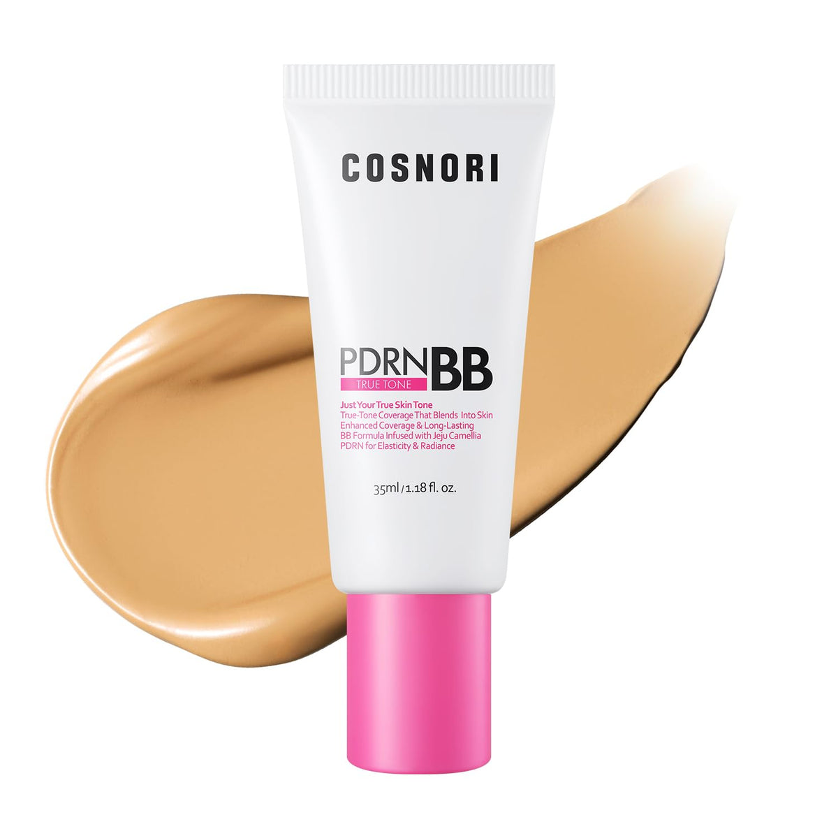 COSNORI PDRN True Tone BB Cream 23 True Medium - Medium Beige with Neutral Warm Undertones, No Gray Cast, Soothing Formula with Camellia PDRN, Long Lasting Natural Coverage,Korean BB Cream, 1.18 Fl Oz