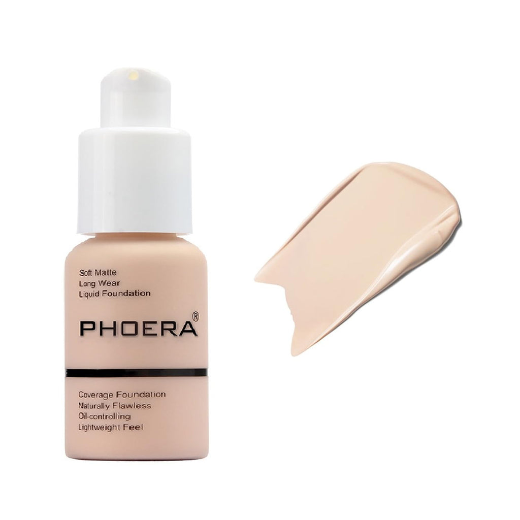 PHOERA Soft Matte Long Wear Liquid Foundation, 103 Warm Peach, 30ml, 2 Pack