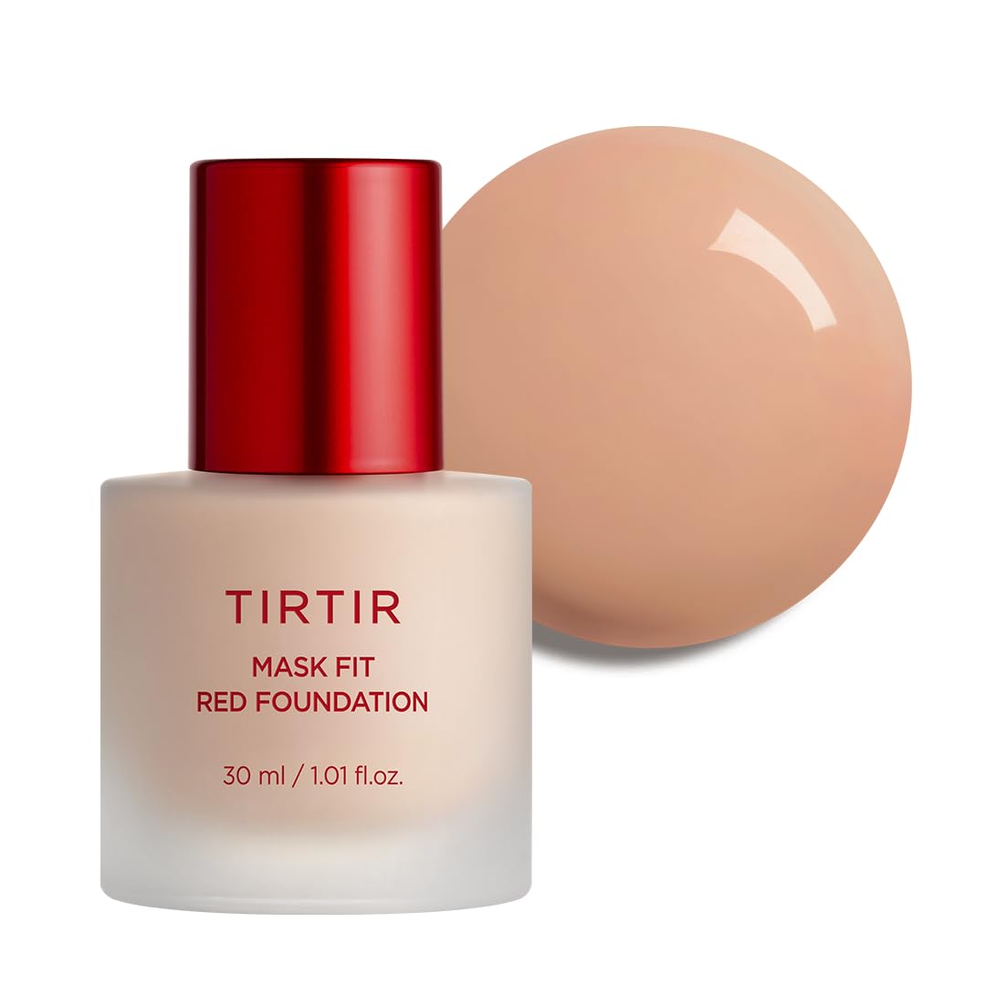 TIRTIR Mask Fit Red FoundationㅣLong Lasting Flawless Coverage, Energy Essence, Lightweight, Hydrating, Pore-Blurring, Breathable Satin Finish, Makeup, Radiant Skin, #24N Latte, 1.01 Fl Oz