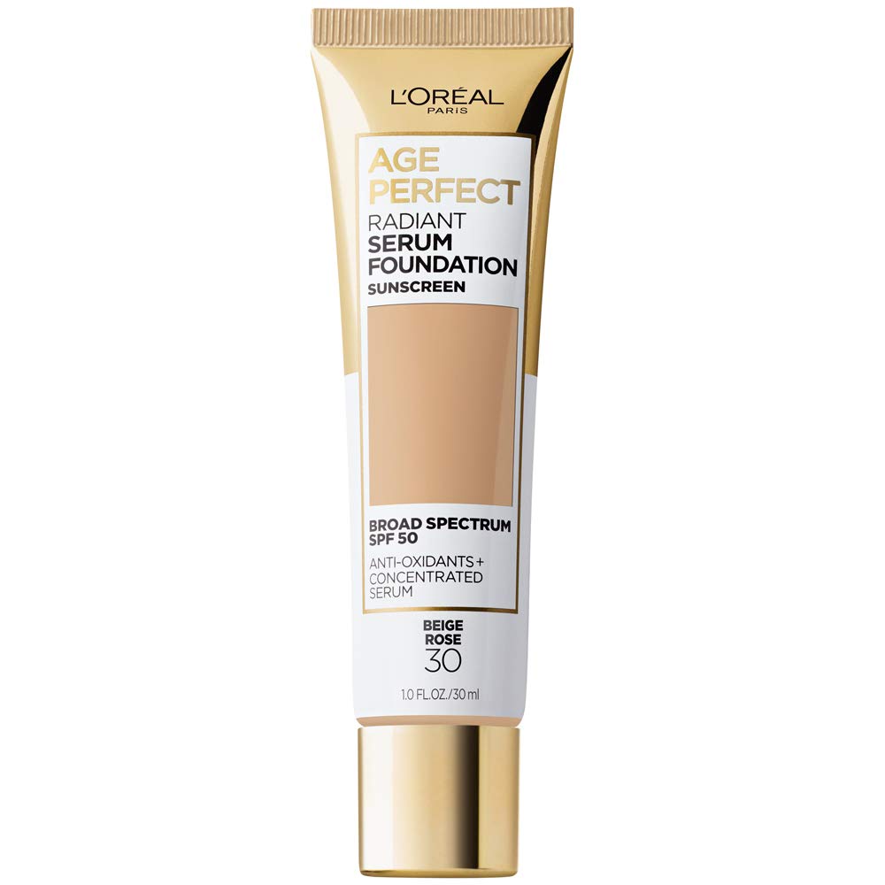 L'Oreal Paris Age Perfect Radiant Serum Foundation with SPF 50, Rose Ivory, 1 Ounce