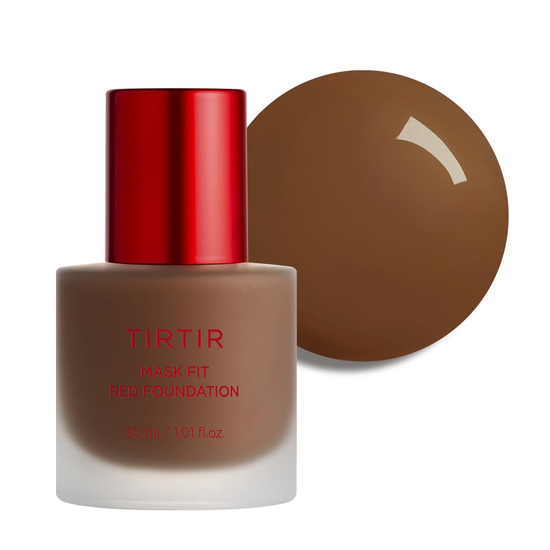 TIRTIR Mask Fit Red FoundationㅣLong Lasting Flawless Coverage, Energy Essence, Lightweight, Hydrating, Pore-Blurring, Breathable Satin Finish, Makeup, Radiant Skin, #24N Latte, 1.01 Fl Oz