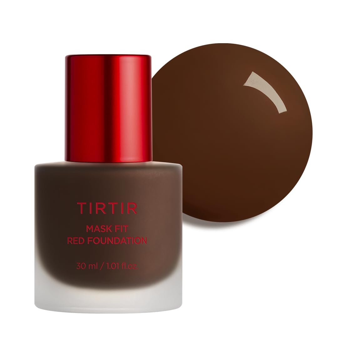 TIRTIR Mask Fit Red FoundationㅣLong Lasting Flawless Coverage, Energy Essence, Lightweight, Hydrating, Pore-Blurring, Breathable Satin Finish, Makeup, Radiant Skin, #24N Latte, 1.01 Fl Oz
