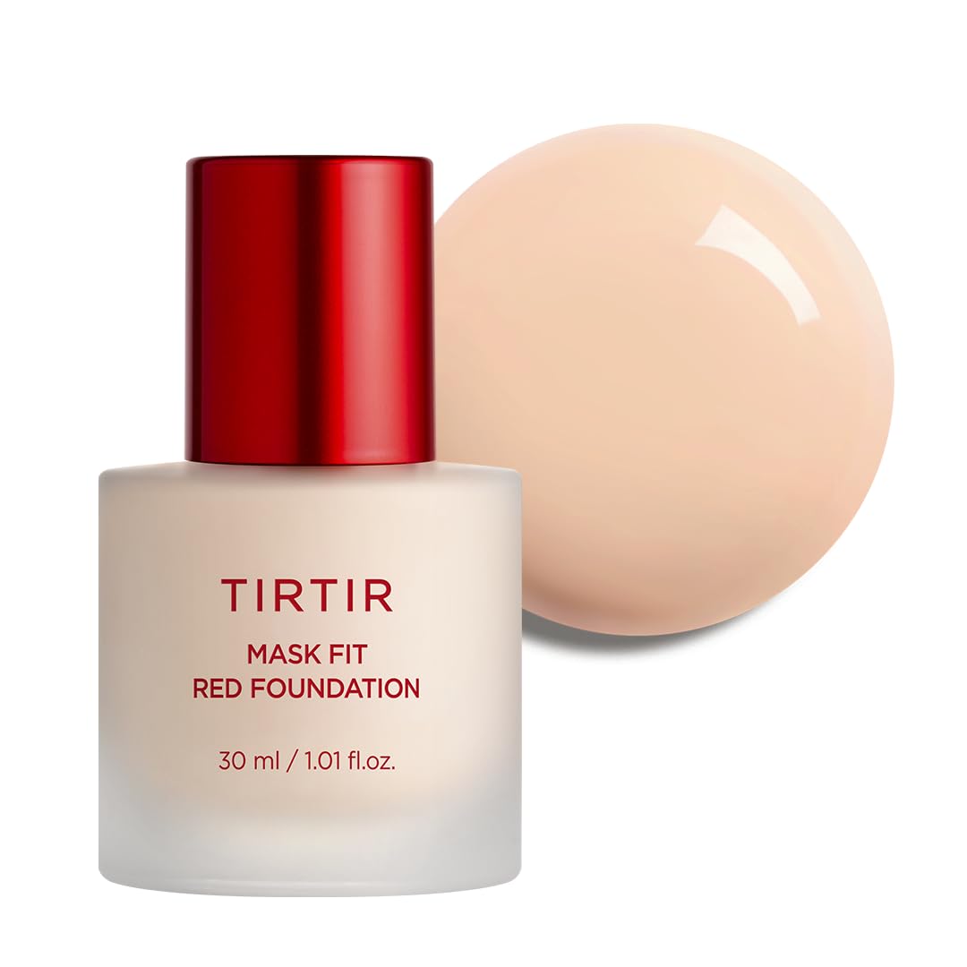 TIRTIR Mask Fit Red FoundationㅣLong Lasting Flawless Coverage, Energy Essence, Lightweight, Hydrating, Pore-Blurring, Breathable Satin Finish, Makeup, Radiant Skin, #24N Latte, 1.01 Fl Oz