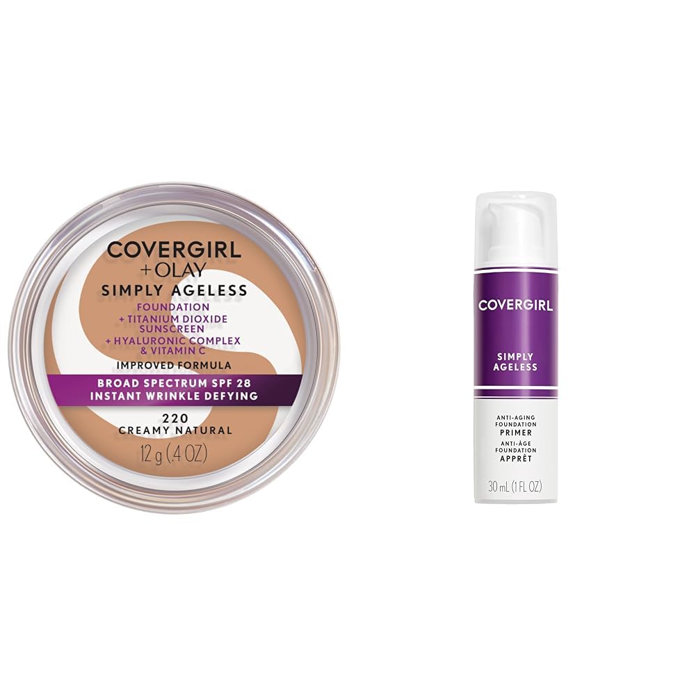 COVERGIRL & Olay Simply Ageless Instant Wrinkle-Defying Foundation, Creamy Natural 0.44 Fl Oz (Pack of 1)
