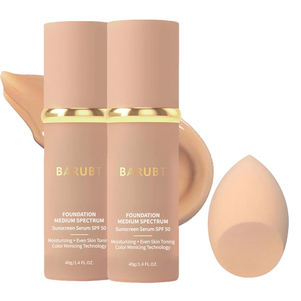 Color Changing Foundation SPF 50, Moisturizing Liquid Makeup 2PCS