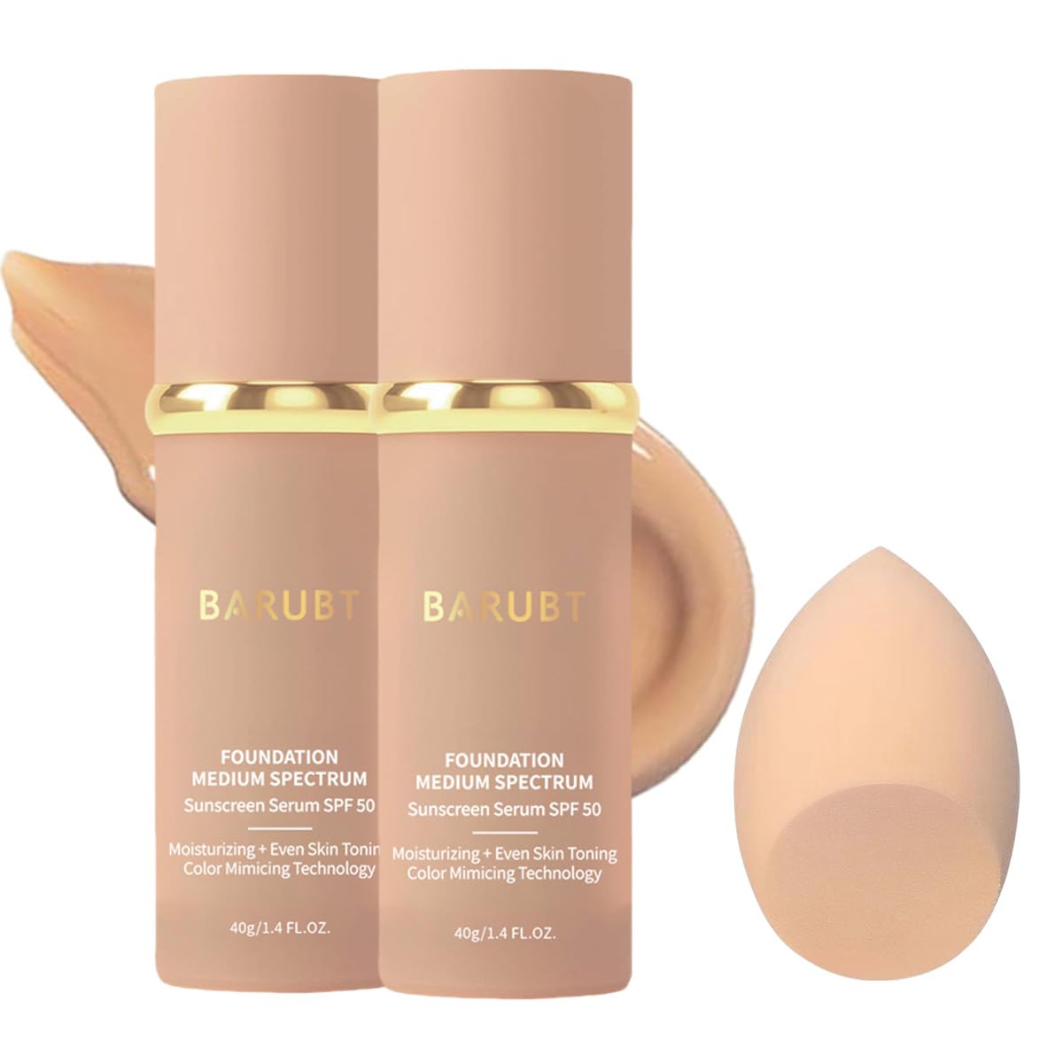 Color Changing Foundation SPF 50, Moisturizing Liquid Makeup 2PCS