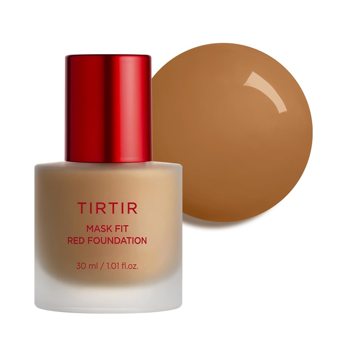 TIRTIR Mask Fit Red FoundationㅣLong Lasting Flawless Coverage, Energy Essence, Lightweight, Hydrating, Pore-Blurring, Breathable Satin Finish, Makeup, Radiant Skin, #24N Latte, 1.01 Fl Oz