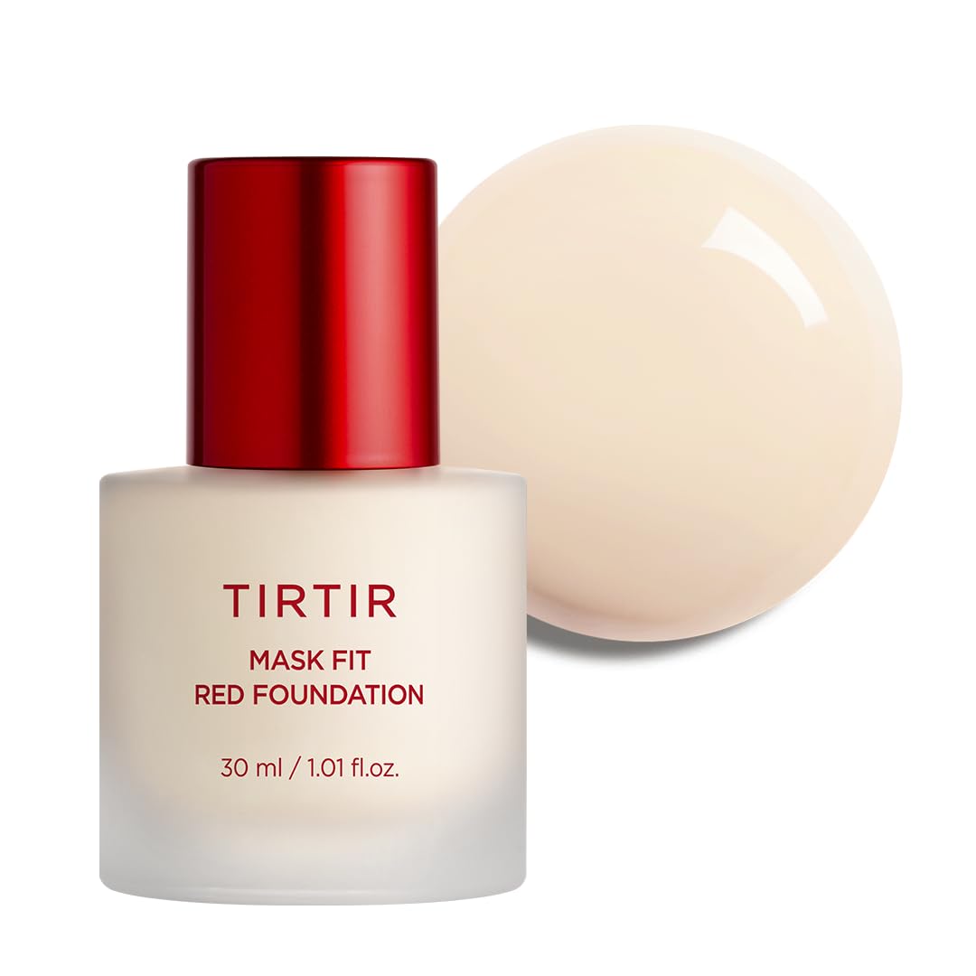TIRTIR Mask Fit Red FoundationㅣLong Lasting Flawless Coverage, Energy Essence, Lightweight, Hydrating, Pore-Blurring, Breathable Satin Finish, Makeup, Radiant Skin, #24N Latte, 1.01 Fl Oz
