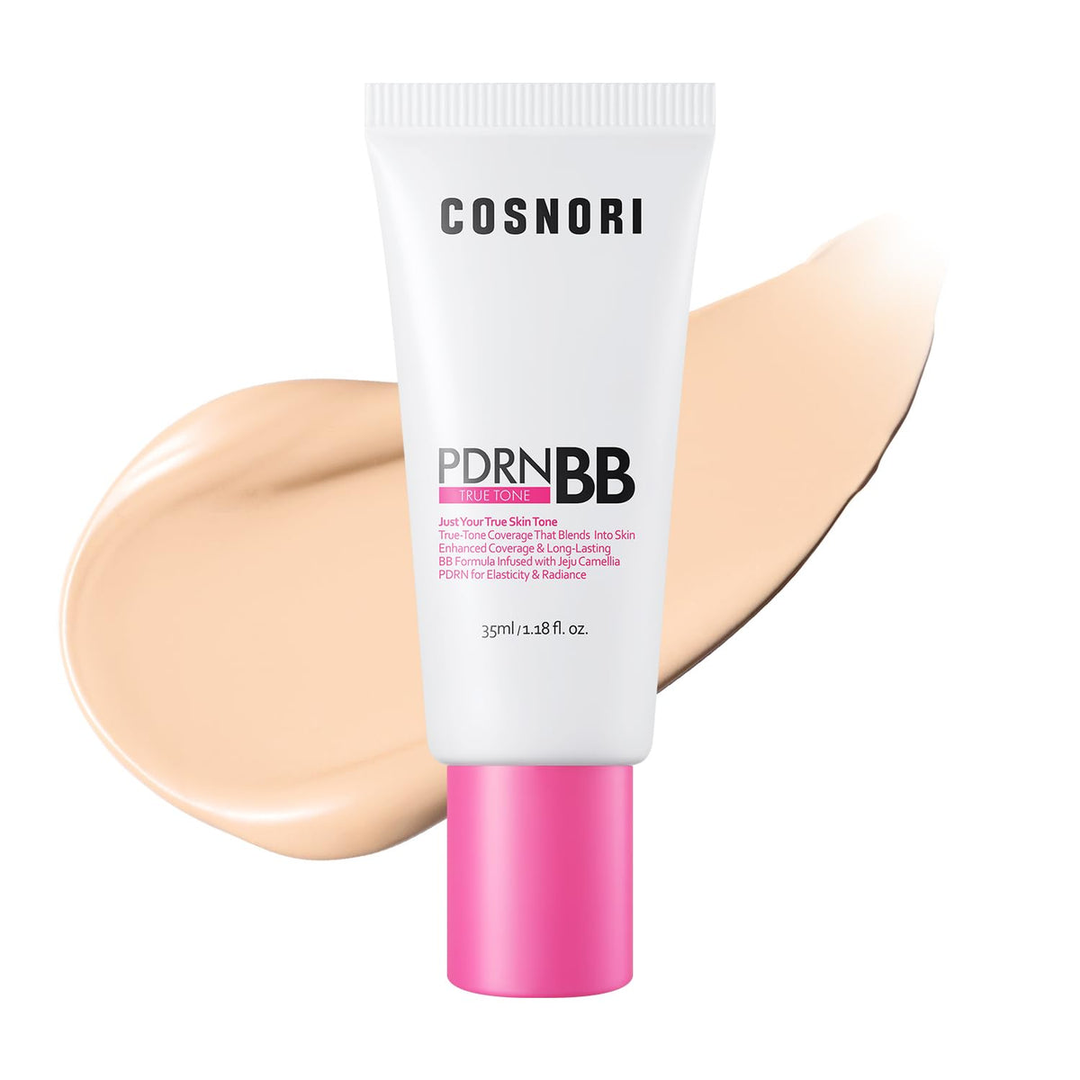 COSNORI PDRN True Tone BB Cream 23 True Medium - Medium Beige with Neutral Warm Undertones, No Gray Cast, Soothing Formula with Camellia PDRN, Long Lasting Natural Coverage,Korean BB Cream, 1.18 Fl Oz