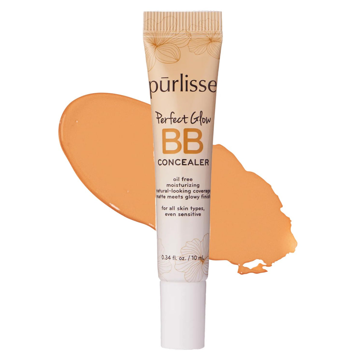pūrlisse Perfect Glow BB Cream Concealer - Hydrating Under Eye Concealer with Jasmine and Goji & Hawthorn Berry - Oil Free Makeup for Dark Circles, Redness & Fine Lines - Light (0.34 oz)