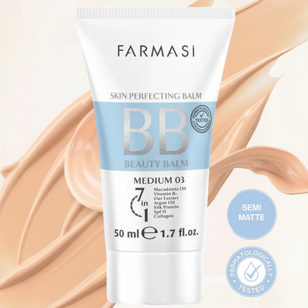 Farmasi BB Cream, SPF 15 Moisturizer Face Makeup, Matte, 03 Medium