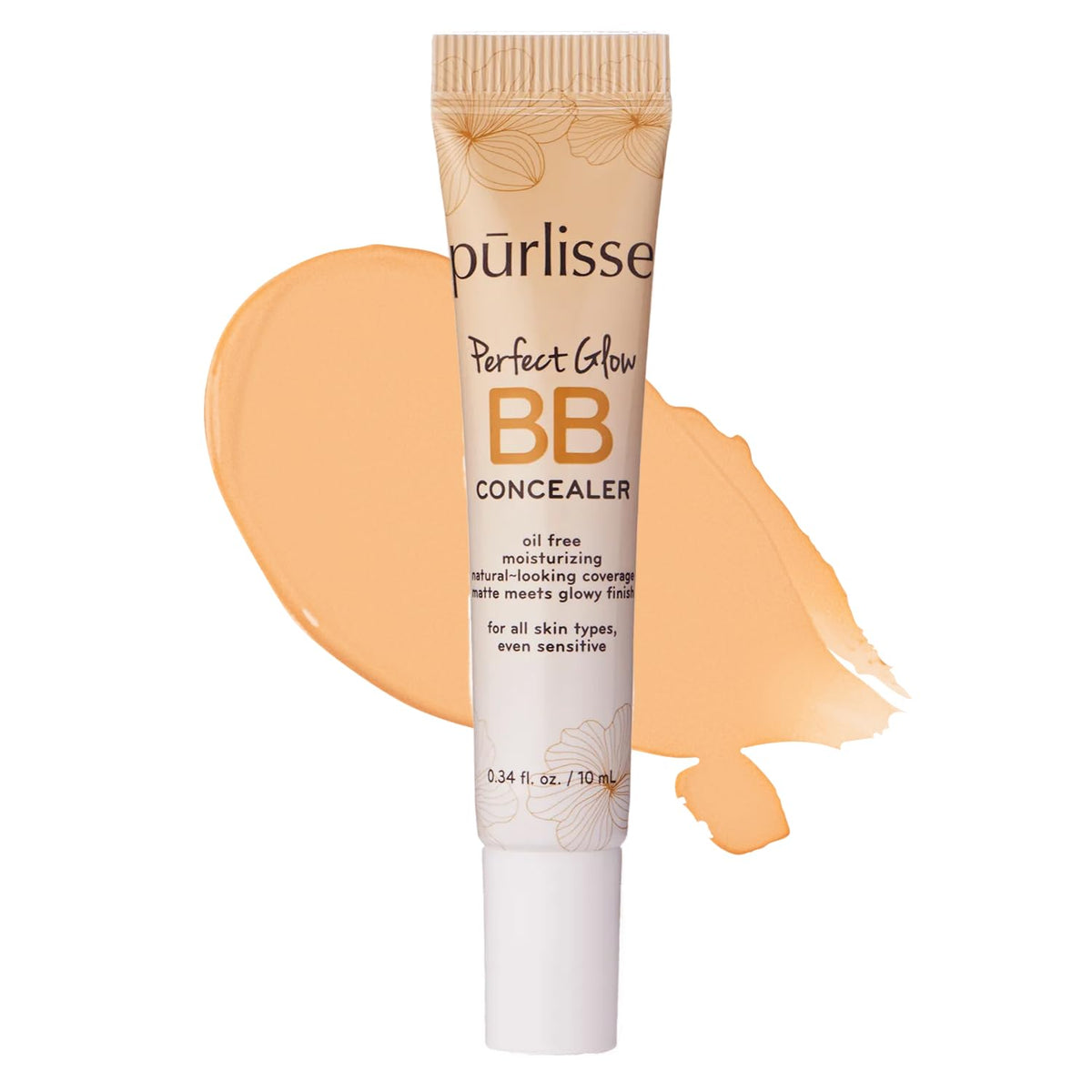 pūrlisse Perfect Glow BB Cream Concealer - Hydrating Under Eye Concealer with Jasmine and Goji & Hawthorn Berry - Oil Free Makeup for Dark Circles, Redness & Fine Lines - Light (0.34 oz)
