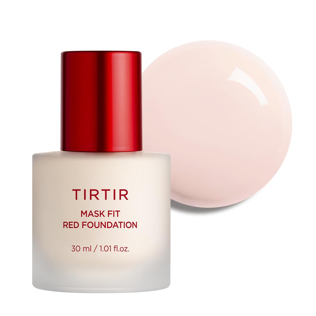 TIRTIR Mask Fit Red FoundationㅣLong Lasting Flawless Coverage, Energy Essence, Lightweight, Hydrating, Pore-Blurring, Breathable Satin Finish, Makeup, Radiant Skin, #24N Latte, 1.01 Fl Oz