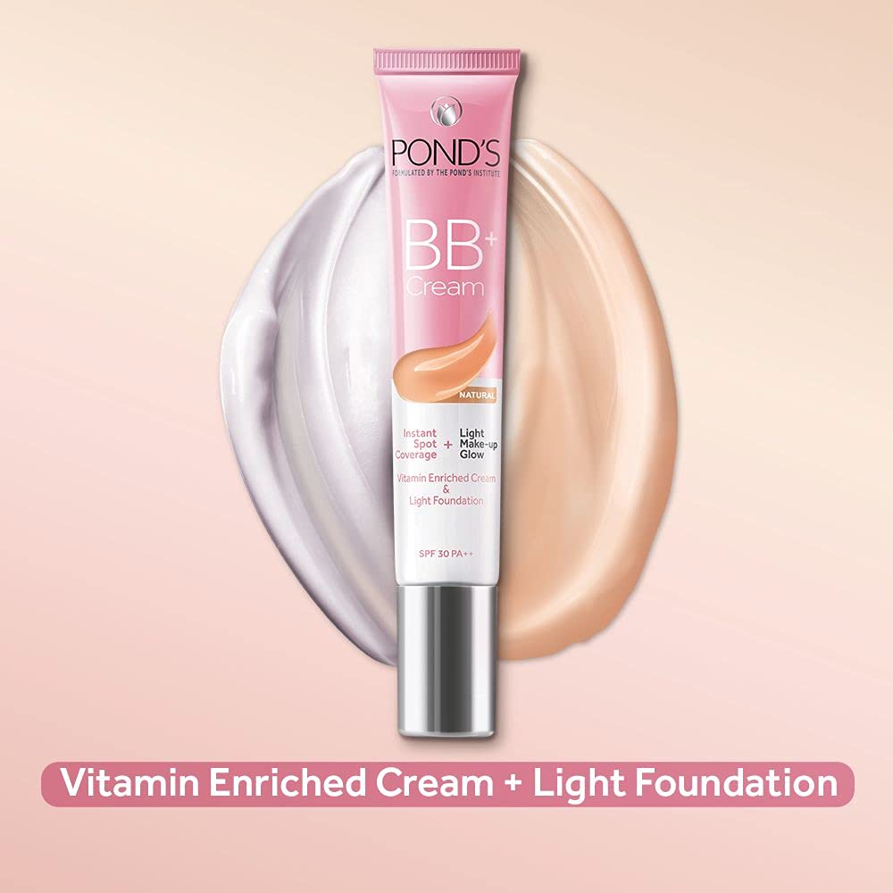 POND’S BB+ Cream Natural Shade, Light Coverage with SPF 30 PA++, 18 g (0.63 oz)
