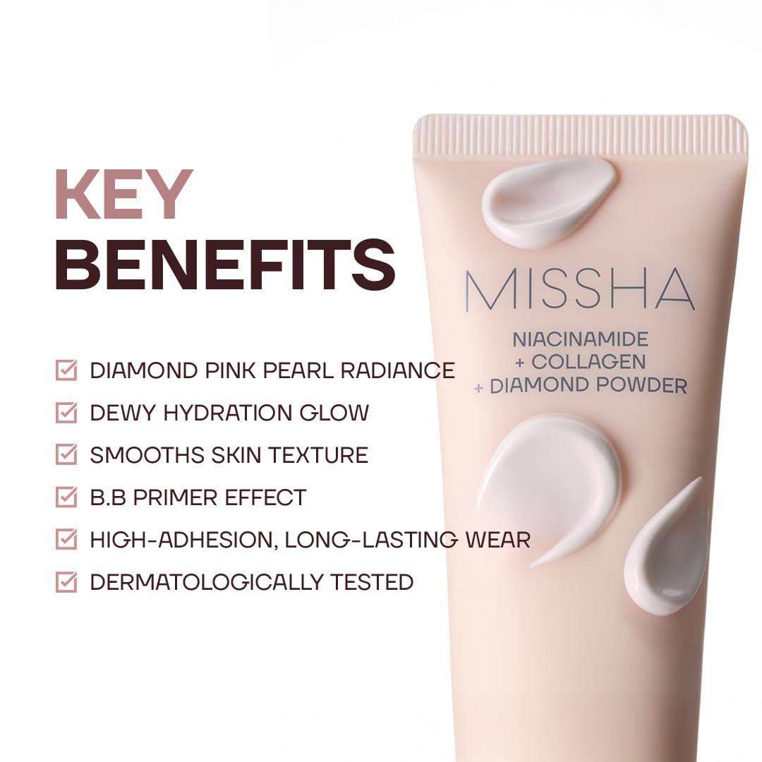 MISSHA M BB Boomer Face Primer, Korean Dewy Glow Makeup Base 1.35 oz