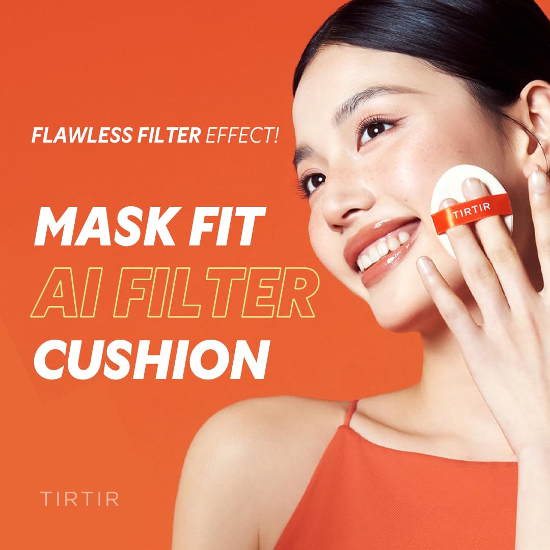[*Mini Size*] TIRTIR Mask Fit Ai Filter Cushion Foundation | AI-Like Semi-Matte Finish - Up to 72-Hour Medium to Full Coverage Korean BB Cushion Make up Beauty, #23N Sand, 0.15 Fl Oz