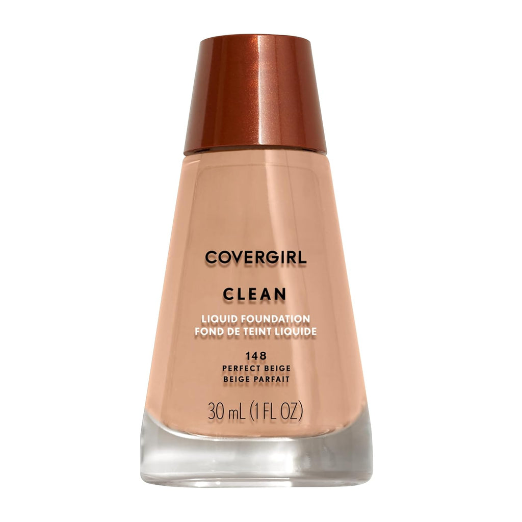 COVERGIRL Clean Liquid Foundation, Perfect Beige 148, Pack of 1