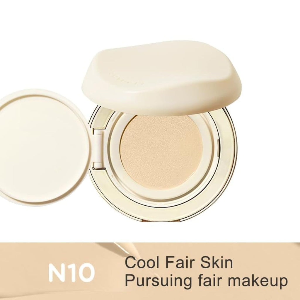 JUDYDILL Moisturizing Cushion Foundation- Hydrating with 80% Essence, Natural & Flawless Coverage, Dewy Finish, Concealing Power, Non-drying, Easy Application for Fair Skin Types (N10 Cool Fair Skin)