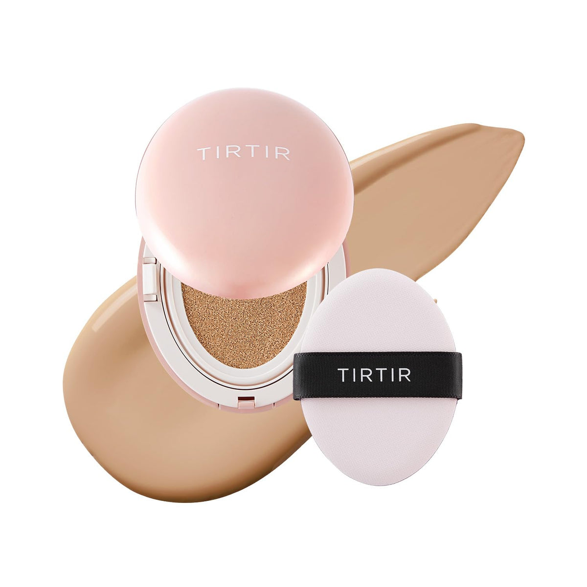 TIRTIR Mask Fit All Cover Pink Cushion Foundation | High coverage, Velvety Matte Finish, Lightweight, Flawless, Corrects Redness, Korean Cushion (#15C Fair Porcelain, Full Size, 0.63 Fl Oz)