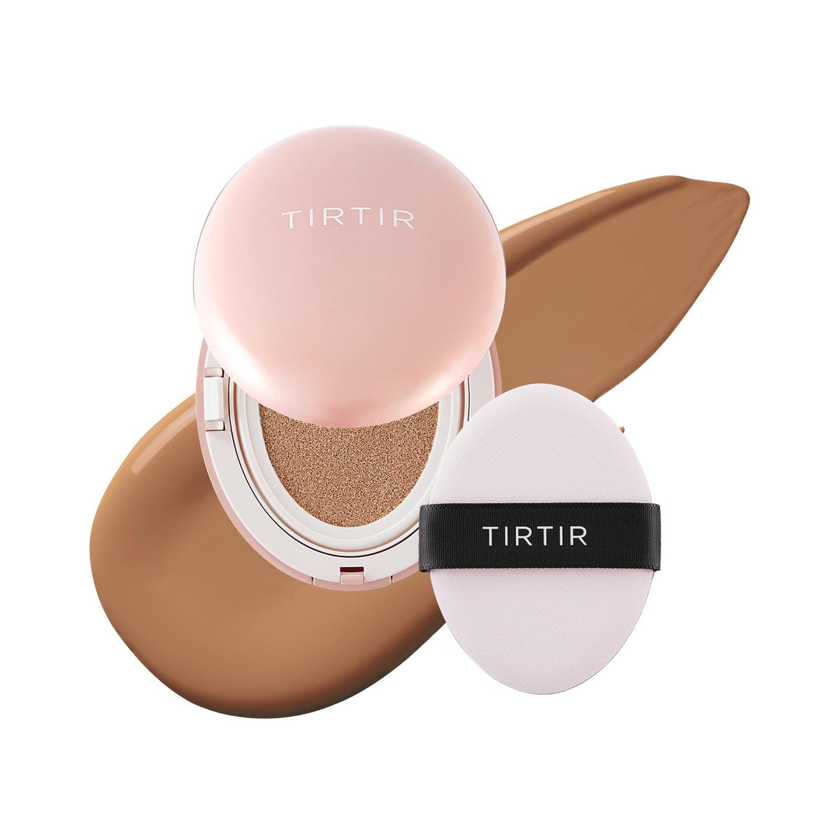 TIRTIR Mask Fit All Cover Pink Cushion Foundation | High coverage, Velvety Matte Finish, Lightweight, Flawless, Corrects Redness, Korean Cushion (#15C Fair Porcelain, Full Size, 0.63 Fl Oz)