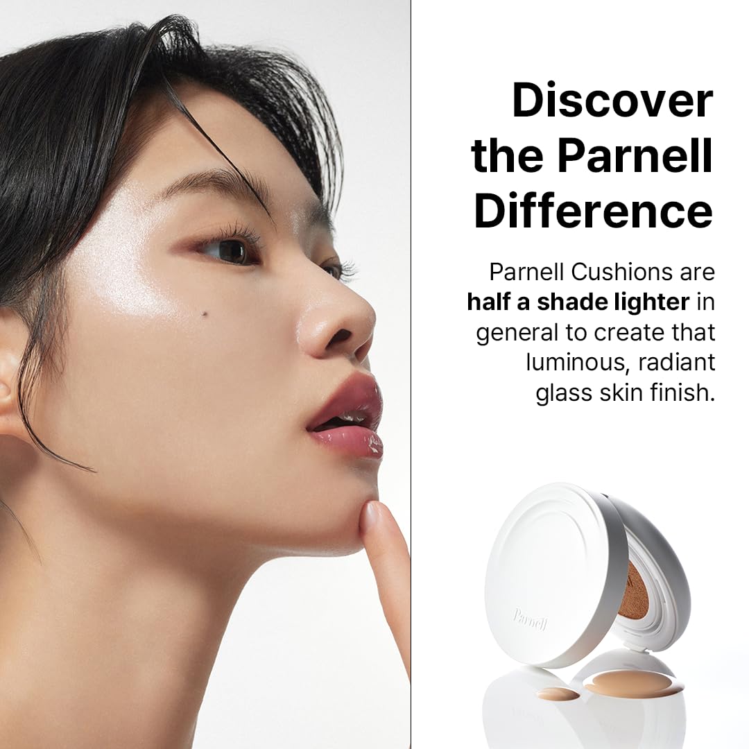 Parnell Cicamanu Serum Cushion - Moisturizing Foundation for Soothing, Coverage, Glass Skin and Lightweight for Sensitive and Dry Skin Pearl Skin (0.52 Fl Oz) (#21 Fair Ivory)