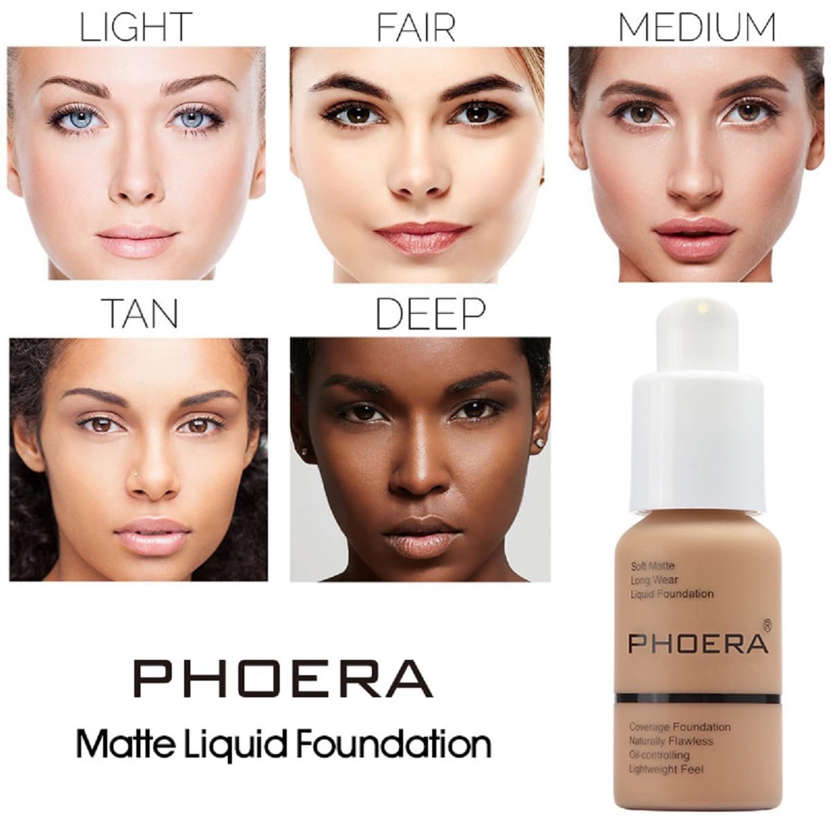 PHOERA Foundation Liquid Concealer Makeup, 104 Buff Beige, 2 Pack